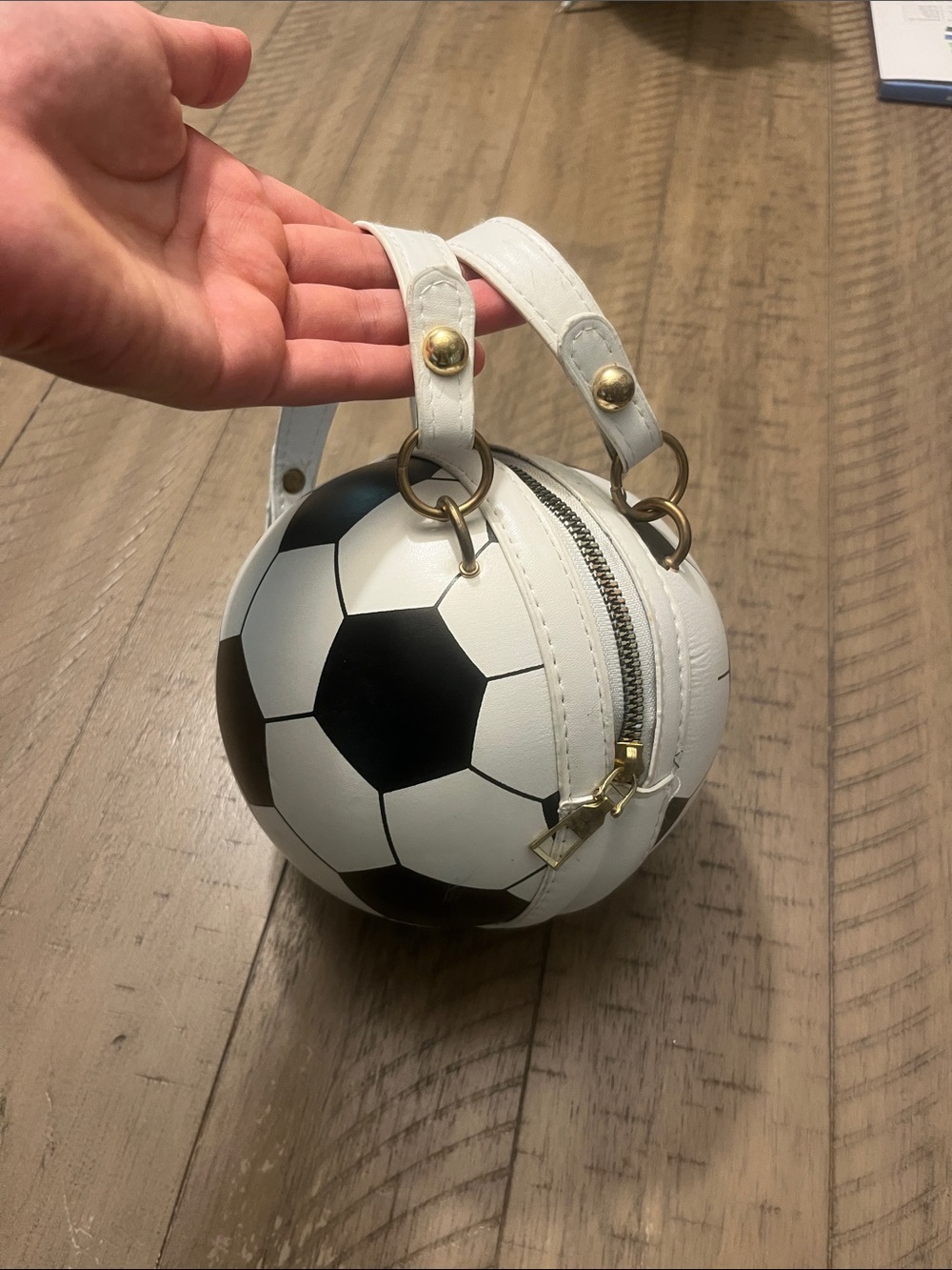 Kids White & Black Soccer Ball Handbag - Charming Sports Purse
